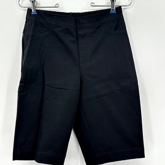Isaac Mizrahi Live! BLACK Bermuda Stretch Pull On Shorts Womens Size 4 - Picture 2 of 7